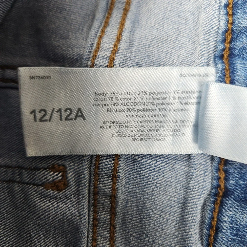 Carter's Jeans Boys 12/12A Blue Denim Faded‎ Stretch Medium Wash Straight Leg